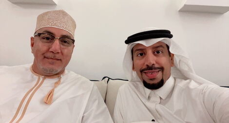 Tourism CS Najib Balala (left) alongside his relative, Ahmed Balala, during a tour of Saudi Arabia.