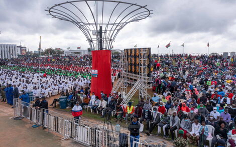 A section of Kenyans seated at Uhuru Gardens for Madaraka Day celebrations on June 1, 2022.