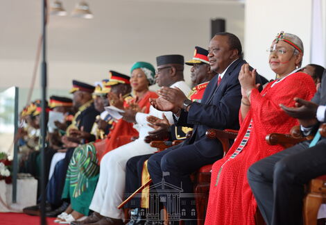 President Uhuru Kenyatta leading the Madaraka Day celebrations at Uhuru Gardens on June 1, 2022.