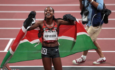 An image of Faith Kipyegon at the World Championships in Oregon.
