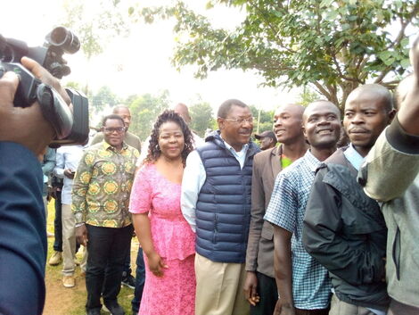 Bungoma Senator Moses Wetangula in line to cast his vote in Bungoma county during the August 9 polls.