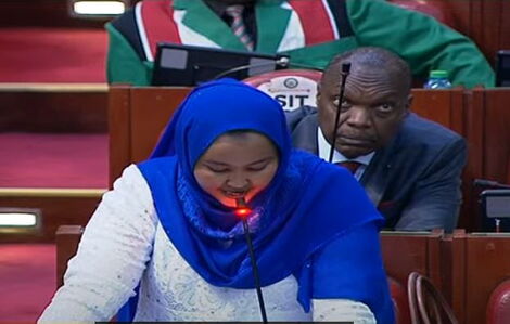 Wajir Woman Rep Fatma Gedi in Parliament on Thursday, April 14, 2022.