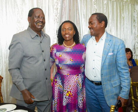 Former Prime Minister Raila Odinga, Martha Karua and Kalonzo Musyoka on September 22, 2022.