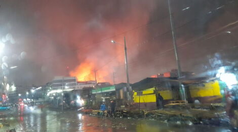 Fire razes down a section of Gikomba Market on Sunday, November 28, 2021.