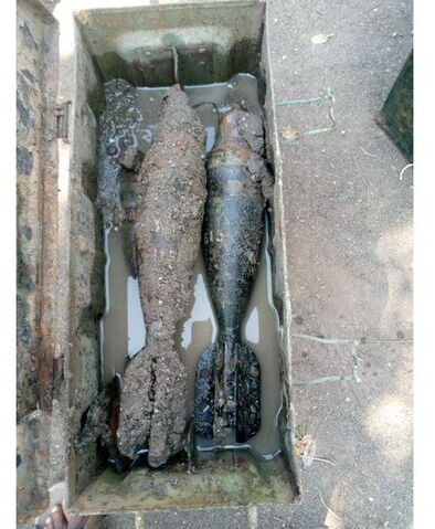 Fish-shaped bombs retrieved from Lake Victoria in August 2021