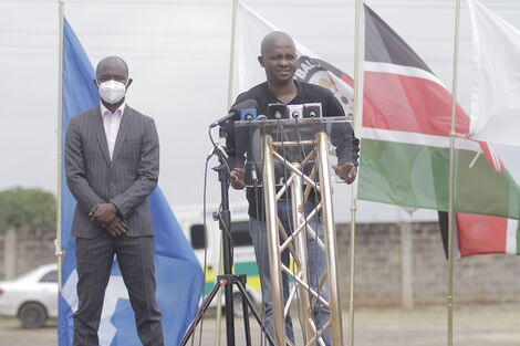 Football Kenya Federation (FKF) President Nick Mwendwa addressing the media on July 16, 2020.