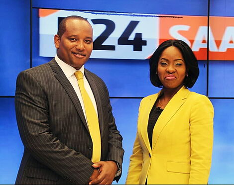 Former K24 TV anchors Franklin Wambugu (left) and Isabella Kituri.