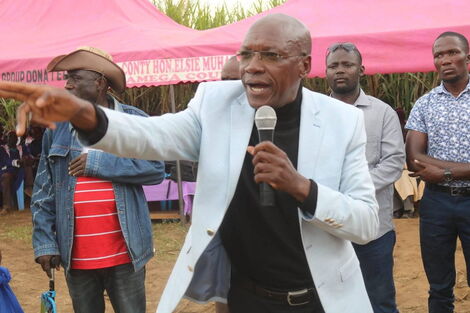 Former Kakameg Senator, Boni Khalwale addresses a crowd in Kakamega County on November 6.
