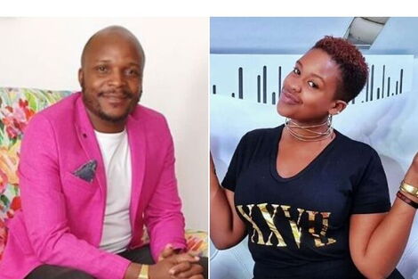 Former Milele FM presenter Jalang'o (Felix Odiwuor) (right) and Kiss FM Presenter Kamene Goro