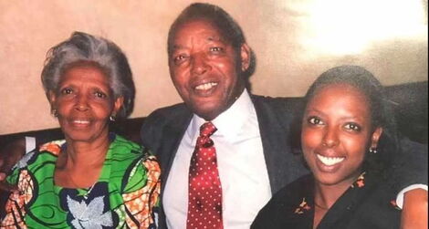 Former Transport Minister John Michuki (center) with his daughter Yvonne Wanja (right) and wife.
