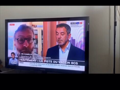 French doctors Dr. Jean-Paul Mira and Camille Locht on TV channel LCI (Paris, France) on Friday, April 3, 2020