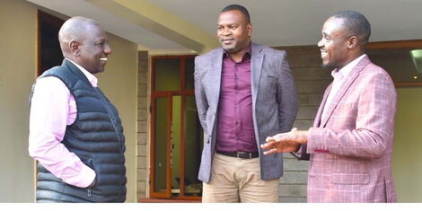From left President-elect William Ruto, former CS Rashid Echesa and ex-Kakamega Senator Cleophas Malala at the DP's residence in Karen on Saturday, eptember 10, 2022..jpg