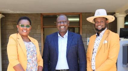 From left to right: Meru governor-elect Kawira Mwangaza, president-elect William Ruto and Kawira's husband Murega Baichu.
