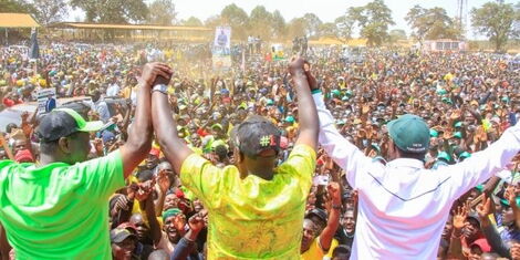 From leftANC Party Leader, Musalia Mdavadi, DP Ruto and Ford Kenya's Moses Wetangula.