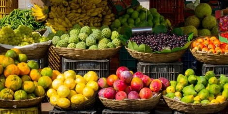 Fruits are displayed at a market in Nairobi.