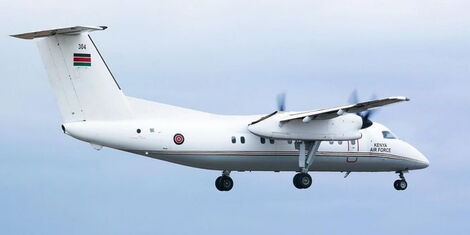 Kenya Airforce 304 plane leaving JKIA airspace on August 11, 2022.