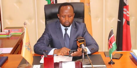 Trans Nzoia governor George Natembeya in his office on August 31, 2022.