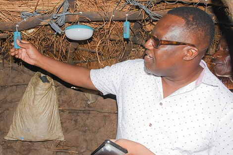 File image of Kilifi Governor Gideon Saburi inspecting a lighting project at a home in Kilifi County