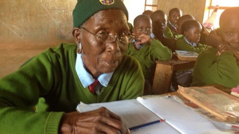 Priscilla Sitenei attending a lesson at Leaders Vision Preparatory School in Ndalat