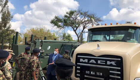 KDF soldiers receiving equipment from the US through the US Africa Command