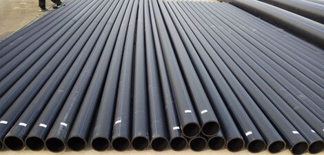 HDPE Plastic pipes pictured at a factory Kenya.