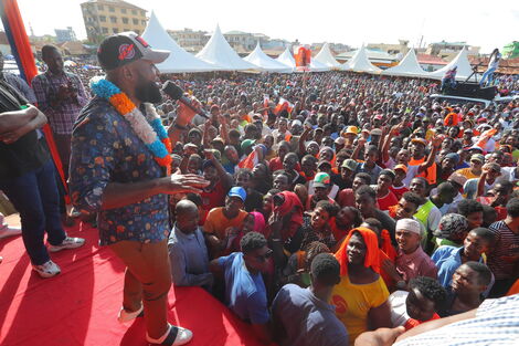 Governor Hassan Joho of Mombasa speaks at a meeting in Malindi on May 26, 2022.