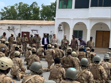 Head of US Africa Command speaks to US troops on February 13, 2020 in Somalia