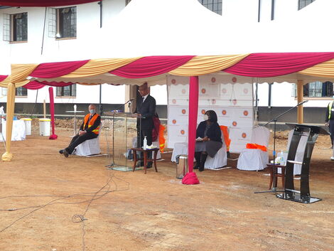 Health CAS Dr Rashid Aman speaking at The Nairobi Hospital during the ground breaking ceremony of a new health facility. July 20, 2020.