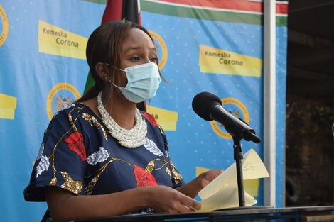 Health CAS Mercy Mwangangi addressing the media on the state of Covid-19 in Kenya. May 25, 2020.