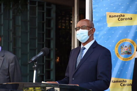 Health CAS Rashid Aman addressing the media at a press briefing. May 13, 2020.