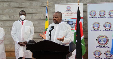 Health CS Mutahi Kagwe During the Official Launch of Kenya's Largest Oxygen Plant at the MTRH on Monday, August 30, 2021.