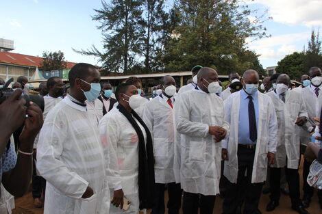Health CS Mutahi Kagwe and Parliamentary Committee Chair Hon Sabina Chege During the Launch of PSA Oxygen Plant in Eldoret, Uasin Gishu County.