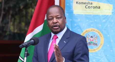 Health Cabinet Secretary Mutahi Kagwe addressing the media on November 26, 2020