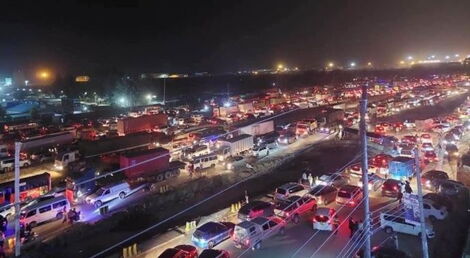 Heavy traffic along Mombasa Road on Saturday, July 3, 2021.