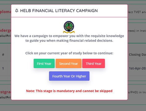 Helb portal first time application procedure