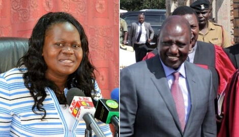 Homa Bay Governor Gladys Wanga (left) and President William Ruto