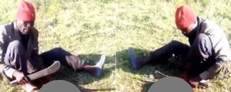 A screengrab of Obote Ochola reportedly eating a hyena as seen on Tuesday, June 30, 2020