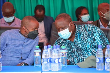 ICT CS Joe Mucheru and Interior CS Fred Matiang'i During a Fund Drive Event in Kajiado.