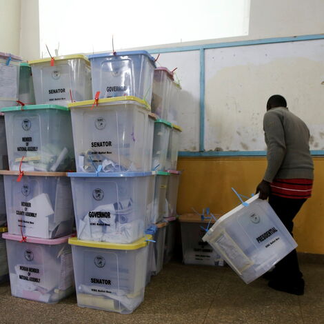 Undated image of IEBC ballot boxes after voters had cast their votes