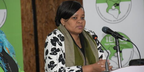 IEBC Vice Chairperson Juliana Cherera during an IEBC briefing at the Bomas of Kenya on Monday, August 1, 2022. (1).jpg