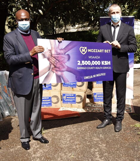 Medical equipment worth Ksh 2.5 million donated by Mozzart Bet to Baringo County on Thursday, April 22, 2021
