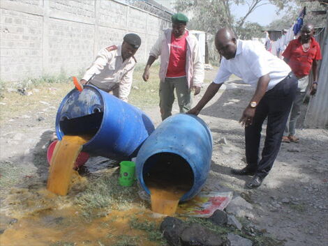 The illicit brew was confiscated in Machakos in 2018.