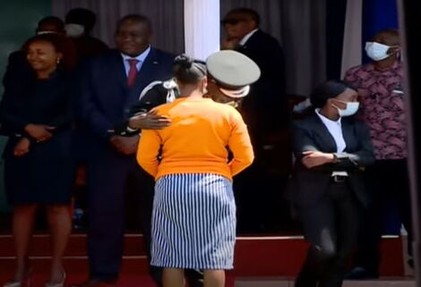 President Uhuru Kenyatta directs Head of Public Service Joseph Kinyua to consider an inmate for the Power of Mercy programme at State House on Friday, May 13, 2022.