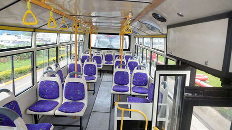 Inside a commuter bus in Nairobi