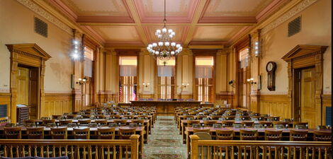 Inside a court room in Massachusetts