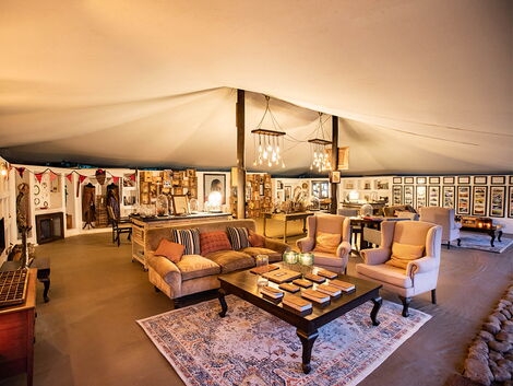 Inside a tent at Cottar's 1920s Safari Camp in Masai Mara