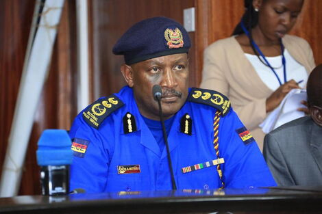 Inspector-General of Police Hillary Mutyambai speaking at the special sitting held by the National Assembly's Committee on Education on February 26.
