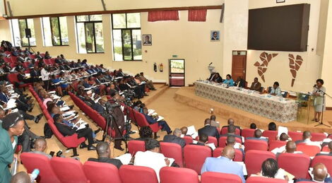 An aerial view of the Intergovernmental Budget and Economic Council (IBEC) meeting at the Kenya School of Government, Nairobi, held on January 26, 2023.