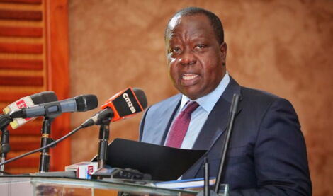Interior CS Fred Matiang'i speaks during the launch of Inspector General of Police Conference.