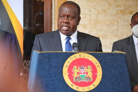Interior Cabinet Secretary Dr Fred Matiang'i during a meeting held with Kenya Power officials on Thursday, October 7.